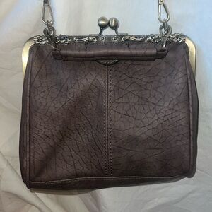 Brown Faux Leather Clasp Purse